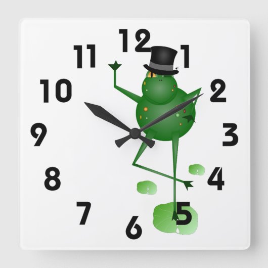 Dancing Frog Clock Vierkante Klok (Voorkant)