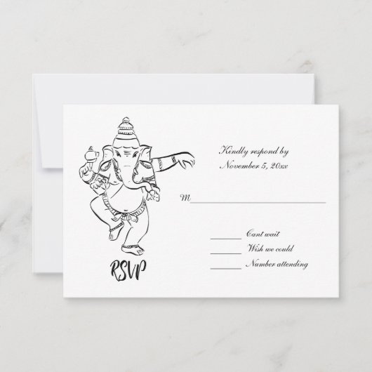 Dancing Ganesh | Indian Wedding RSVP Kaart (Voorkant)