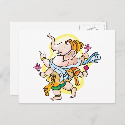 Dancing Ganesha Briefkaart (Voorkant / Achterkant)