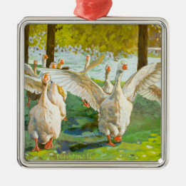 Dancing Geese Metalen Ornament