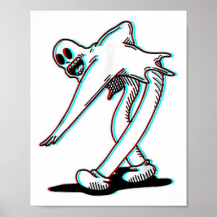 Dancing Ghost Spooky Koko De Clown Glitch Retro G Poster