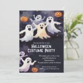 Dancing Ghosts Halloween Party Kaart (Staand voorkant)