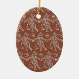 Dancing Gingerbread Cats Christmas Tree Ornament