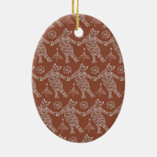 Dancing Gingerbread Cats Christmas Tree Ornament (Achterkant)