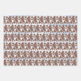 Dancing Gingerbread Cats Gift Wrap (op wit) Inpakpapier Vel