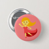 Dancing Girl Emoji Ronde Button 5,7 Cm (Voorkant /achterkant)