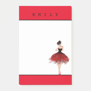 Dancing Girl/prachtige jurk/rood en zwart/naam Post-it® Notes