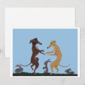 Dancing Greyhounds & Bunny Friends Invitation (Devant / Derrière)