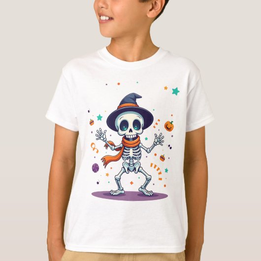 Dancing Halloween Skeleton Kids T-Shirt Fun (Devant)