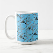 "Dancing Hen on Blue Tiled" Abstrait Design Mug (Gauche)