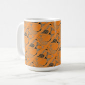 "Dancing Hen on Orange Tiled" Abstrait Design Mug (Devant gauche)