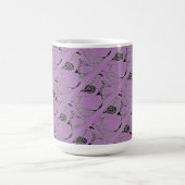 "Dancing Hen on Purple Tiled" Abstrait Design Mug (Centre)
