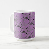 "Dancing Hen on Purple Tiled" Abstrait Design Mug (Devant gauche)