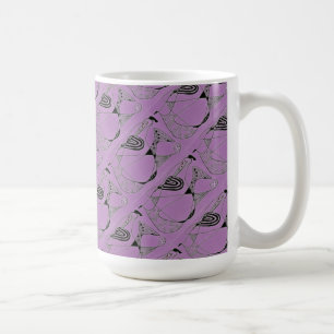 "Dancing Hen on Purple Tiled" Abstrait Design Mug