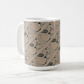 "Dancing Hen on Tan Tiled" Abstrait Design Mug (Devant gauche)