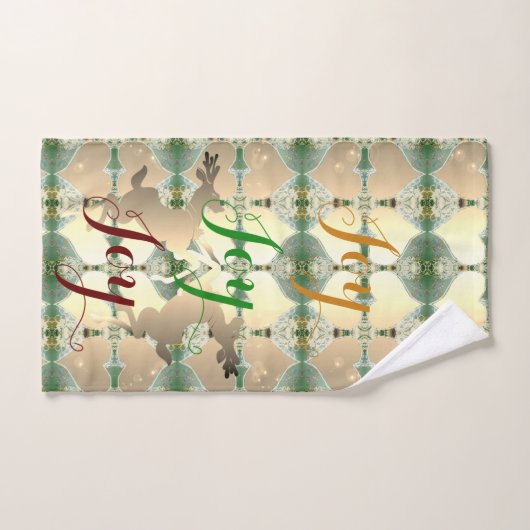Dancing Holiday Reindeer w "Joy Joy Joy Joy" (Serviette à main)