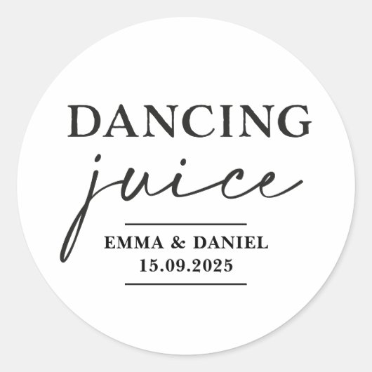 Dancing Juice Bruiloft Favor Stickers (Voorkant)