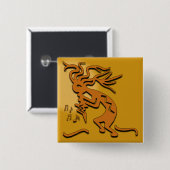Dancing Kokopelli Merrymaker Musician Vierkante Button 5,1 Cm (Voorkant /achterkant)
