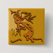 Dancing Kokopelli Merrymaker Musician Vierkante Button 5,1 Cm (Voorkant)