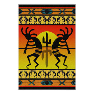 Dancing Kokopelli Tribal Wall Art Perfect Poster