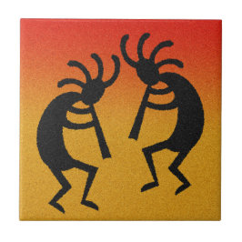 Dancing Kokopelli woestijn zonsondergang zuidweste Tegeltje