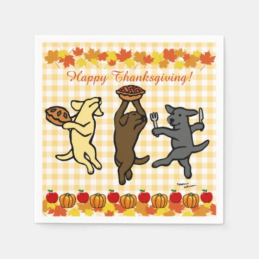 Dancing Labrador Trio Thanksgiving Servetten (Voorkant)