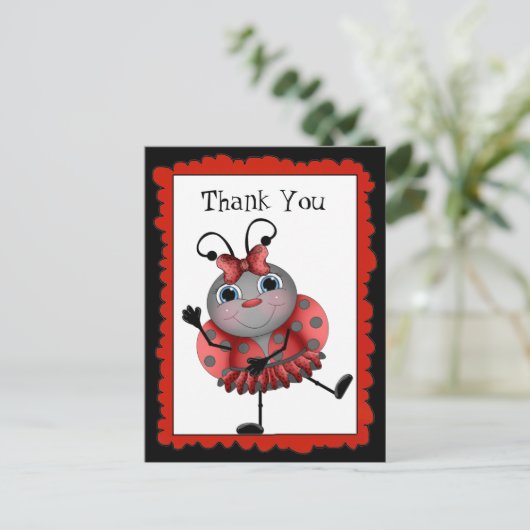 Dancing Ladybug merci carte postale (Debout devant)