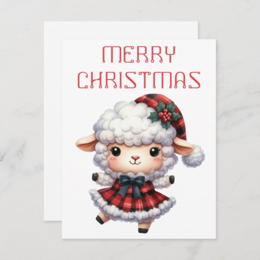Dancing Lamb - Kerst Kaart (Voorkant / Achterkant)