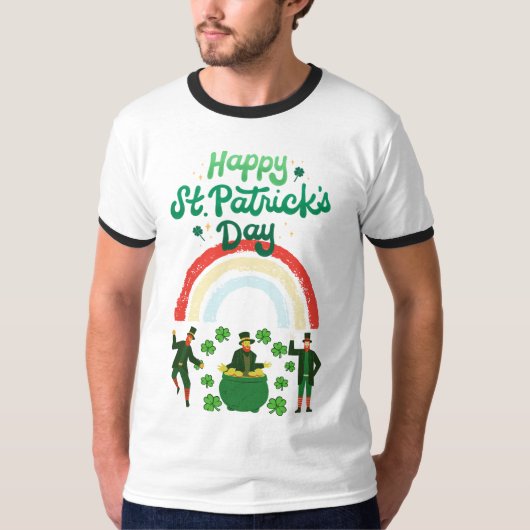 Dancing Leprechauns & Rainbow - St. Patrick's Day T-shirt (Voorkant)