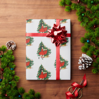  Dancing Meisje en Kerstboom Cadeaupapier