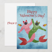 Dancing Mermaid cat Valentijnsdag Kaart (Voorkant / Achterkant)