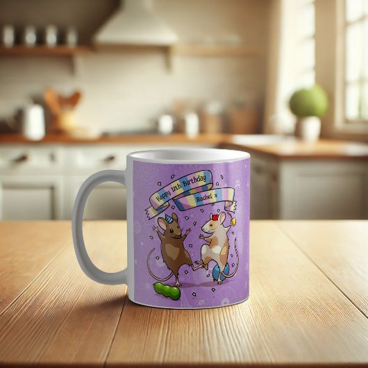 Dancing Mice Naam & Leeftijd Happy Birthday Party Koffiemok