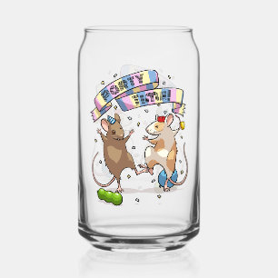 Dancing Mice Party Time Banner Confetti & Ballonne Blikvorm Glas