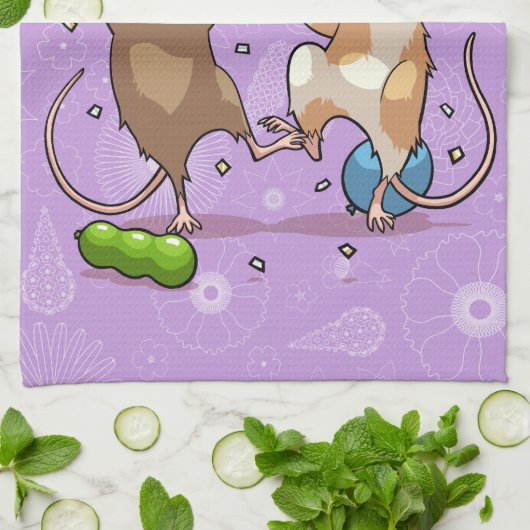 Dancing Mice Party Time Banner Confetti & Ballonne Theedoek (Gevouwen)