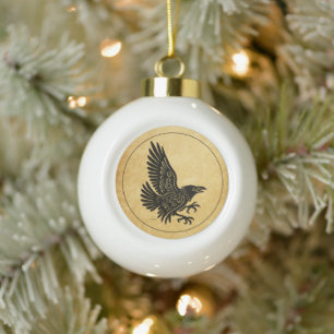 Dancing Norse Raven Keramische Bal Ornament