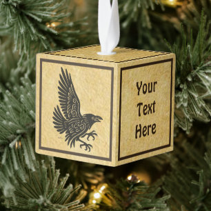 Dancing Norse Raven Kubus Ornament