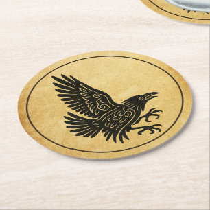 Dancing Norse Raven Ronde Kartonnen Onderzetter