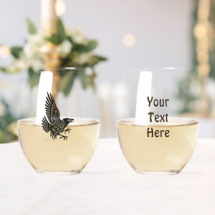 Dancing Norse Raven Wijnglas Zonder Voet