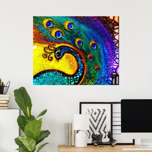 Dancing Peacock Poster (Thuiskantoor)