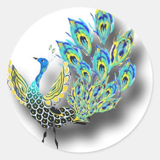 Dancing Peacock Ronde Sticker (Voorkant)
