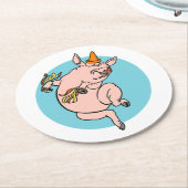 Dancing Pig Ronde Kartonnen Onderzetter (Gebogen)
