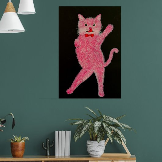 Dancing Pink Cat Poster (Woonkamer 1)