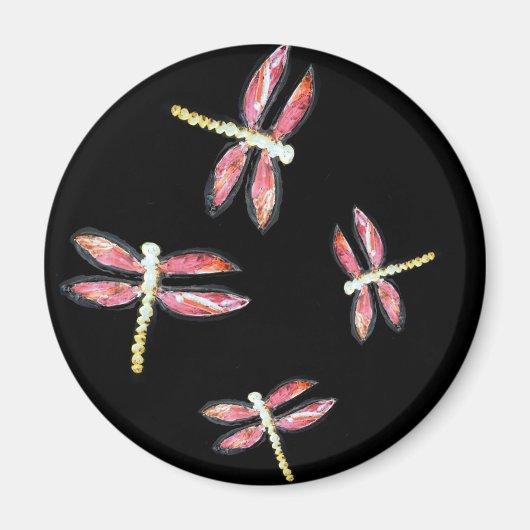 Dancing Pink Dragonfly Magneet (Voorkant)