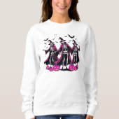 Dancing Pink Skeleton Halloween Heks Sweatshirt (Voorkant)