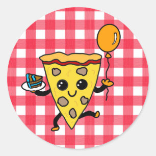 Dancing Pizza Birthday Party of Pizza Parlor Ronde Sticker