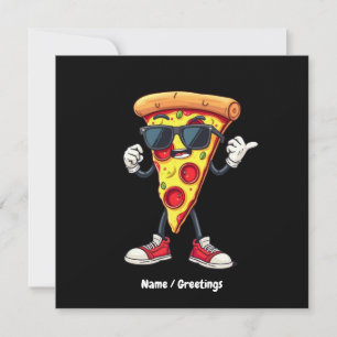 Dancing Pizza Slice Een speels en heerlijk ontwerp Kaart
