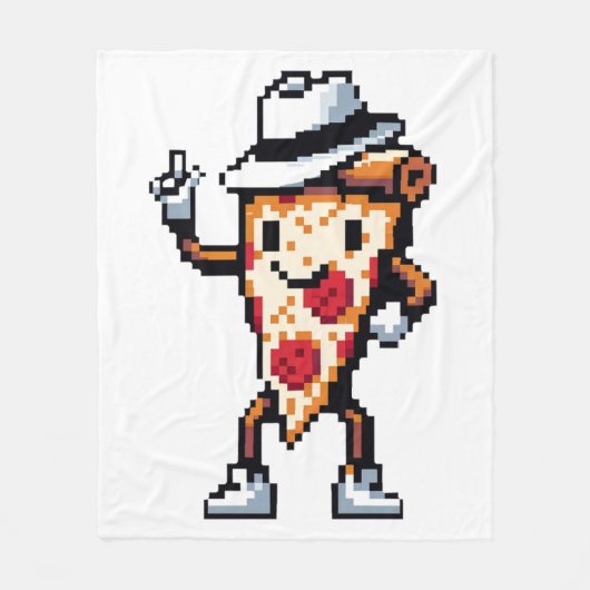 Dancing Pizza Slice - Grappig Pixel Art Food Desig Fleece Deken (Voorkant)