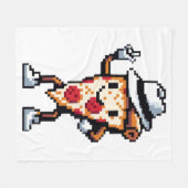 Dancing Pizza Slice - Grappig Pixel Art Food Desig Fleece Deken (Voorkant (Horizontaal))