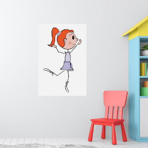 Dancing Princess Schattigee Ballerina Stick Figuur Poster