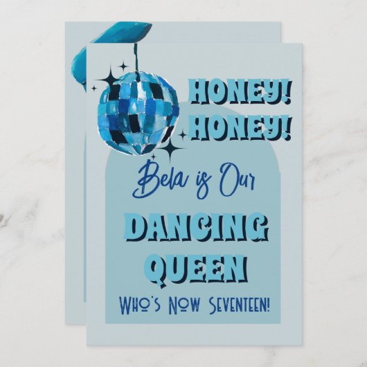 Dancing Queen Anniversaire Invitation (Devant / Derrière)